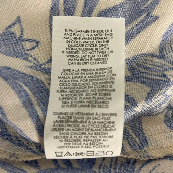 Cabi Athena Button Front Midi Dress Floral Print Puff Shoulder Cream Blue XS - Picture 10 of 13